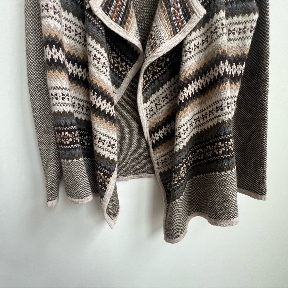 Garnet Hill fair Isle knit draped sweater open cardigan longline Wool Alpaca - Picture 4 of 11